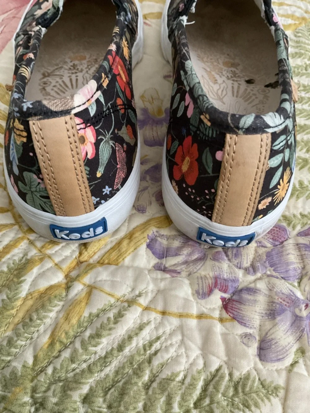 Keds Floral Slip-On Mules in Black with Multicolor Blooms size 9 - Picture 3 of 6